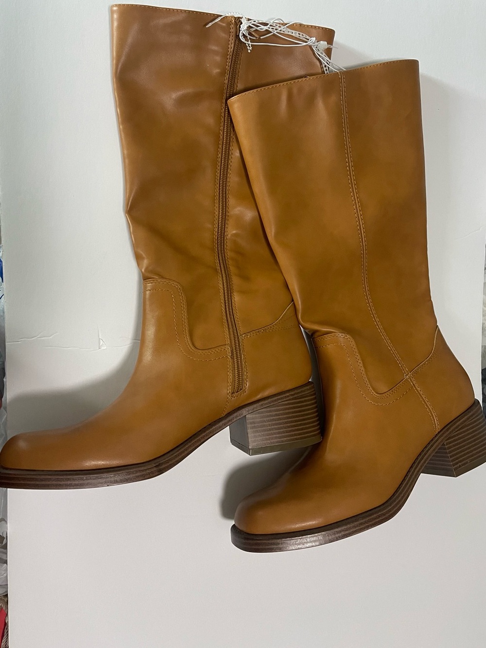 Indigo Tall Cognac Tan Heeled Boots